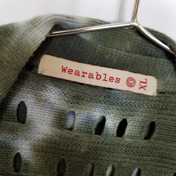 XCVI Wearables Cardigan Sz  XL Waterfall Tie Dye Artsy Lagenloo Topper Open Knit - Picture 9 of 10